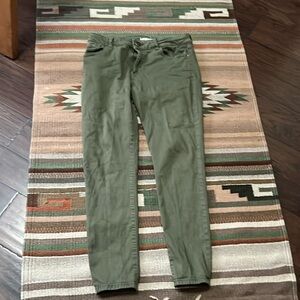 Olive green Warp + Weft JFK New York City, skinny jeans
